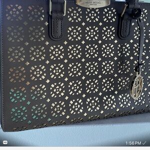Henri Bendel Black and Gold Cutout Tote